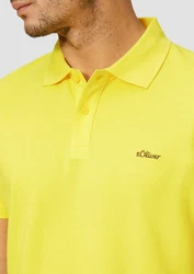 s.Oliver Kurzarmshirt Poloshirt aus Baumwollpiqué Logo Gelb