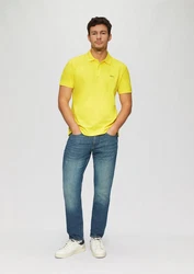 s.Oliver Kurzarmshirt Poloshirt aus Baumwollpiqué Logo Gelb