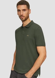 s.Oliver Kurzarmshirt Poloshirt aus Baumwollpiqué Logo Dunkelgrün/Grün