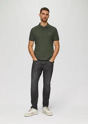 s.Oliver Kurzarmshirt Poloshirt aus Baumwollpiqué Logo Dunkelgrün/Grün