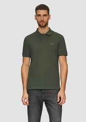 s.Oliver Kurzarmshirt Poloshirt aus Baumwollpiqué Logo Dunkelgrün/Grün