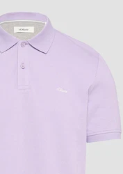 s.Oliver Kurzarmshirt Poloshirt aus Baumwollpiqué Logo Lila
