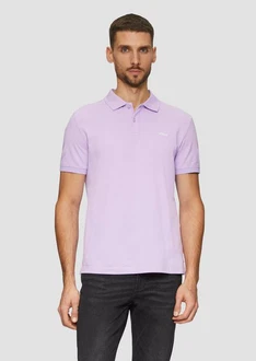 s.Oliver Kurzarmshirt Poloshirt aus Baumwollpiqué Logo Lila