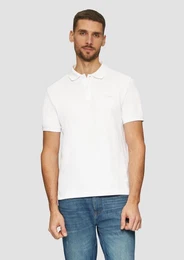 Kurzarmshirt Poloshirt aus Baumwollpiqu Logo