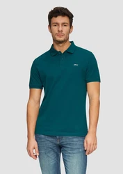 s.Oliver Kurzarmshirt Poloshirt aus Baumwollpiqué Logo Türkis/Grün/Dunkelgrün/Blau