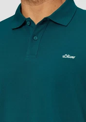 s.Oliver Kurzarmshirt Poloshirt aus Baumwollpiqué Logo Türkis/Grün/Dunkelgrün/Blau