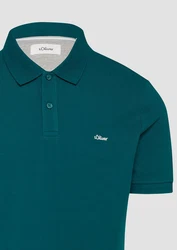 s.Oliver Kurzarmshirt Poloshirt aus Baumwollpiqué Logo Türkis/Grün/Dunkelgrün/Blau