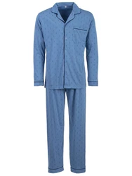 Henry Terre Schlafanzug Pyjama Set Langarm Blau/Hellblau