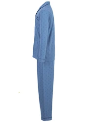 Henry Terre Schlafanzug Pyjama Set Langarm Blau/Hellblau