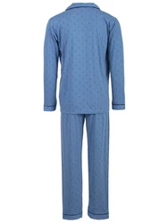 Henry Terre Schlafanzug Pyjama Set Langarm Blau/Hellblau