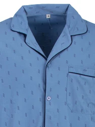 Henry Terre Schlafanzug Pyjama Set Langarm Blau/Hellblau