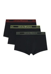 EMPORIO ARMANI Trunks 3er Pack CORE LOGOBAND Dunkelgrün/Schwarz/Dunkelblau/Grau/Rosa/Braun