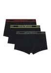EMPORIO ARMANI Trunks 3er Pack CORE LOGOBAND Dunkelgrün/Schwarz/Dunkelblau/Grau/Rosa/Braun