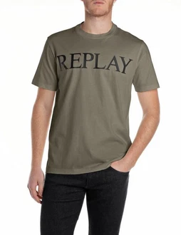 Replay T-Shirt mit Logo-Frontprint Dunkelgrün