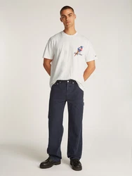 Tommy Jeans T-Shirt TJM RLX NOVELTY 2 GMD TEE Grau/Weiß/Hellgrau/Creme/Khaki