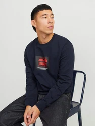 JACK & JONES Sweatshirt JJHUDSON Dunkelblau