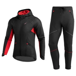 Fahrradjacke Winter Fahrradbekleidung Set Herren (Winddicht Fahrradjacke + Fahrradhose Lang fr Outdoor Sports, 2-St., Fahrradanzug) Winddicht Fahrradjacke + Fahrradhose Lang