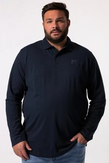 Men Plus Poloshirt Basic Rundhals Dunkelblau/Blau/Rot Men Plus Poloshirt Basic Rundhals Dunkelblau/Blau/Rot