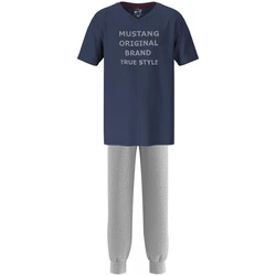 MUSTANG Schlafanzug (2 tlg) Oberteil Short navy/graumelange
