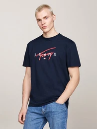 T-Shirt TJM REG SIGNATURE TWIST TEE EXT groes Signatur-Logo auf Brust