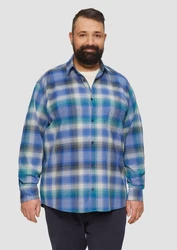 s.Oliver Langarmhemd Regular Fit Blau/Türkis