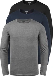 !Solid Rundhalsshirt SDBasal Langarmshirts Dunkelblau/Blau/Grau