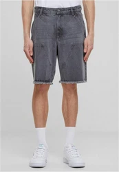 URBAN CLASSICS Shorts Open Edge Two Knee Denim Shorts Dunkelgrau/Grau/Dunkelblau/Hellgrau/Schwarz