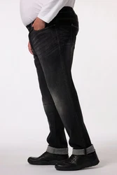Men Plus 5-Pocket-Jeans Straight Fit Schwarz/Dunkelgrau