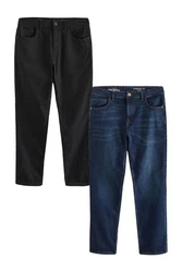 Next Straight Jeans (2er-Pack) Dunkelblau/Schwarz