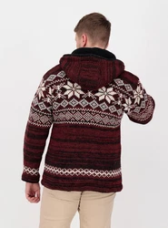 DEPROC Active Strickfleecejacke LHOTSE MEN Dunkelrot/Bordeaux
