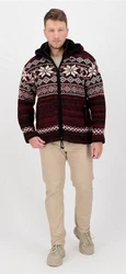 DEPROC Active Strickfleecejacke LHOTSE MEN Dunkelrot/Bordeaux