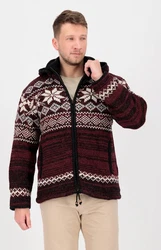 DEPROC Active Strickfleecejacke LHOTSE MEN Dunkelrot/Bordeaux