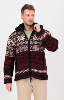 DEPROC Active Strickfleecejacke LHOTSE MEN Dunkelrot/Bordeaux