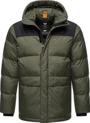 Ragwear Steppjacke Mikkesh Herren Winterjacke mit Kapuze Dunkelgrün/Grün