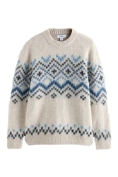 Next Rundhalspullover Relaxed Fit Weiß/Creme/Braun/Blau/Beige