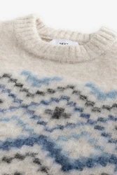 Next Rundhalspullover Relaxed Fit Weiß/Creme/Braun/Blau/Beige