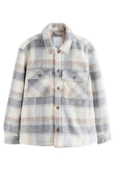Next Hemdjacke mit Teddyfellfutter (1-St) Creme/Hellblau/Grau/Beige