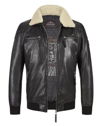 Lederjacke MSBen Umlegekragen mit abnehmbarem Shearling-Besatz