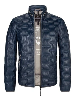 Milestone Lederjacke MSAversa Dunkelblau/Blau