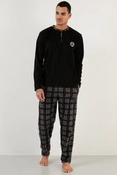 Buratti Pyjama Regular Fit (2 tlg) Schwarz/Grau