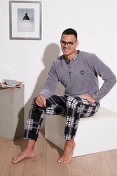 Buratti Pyjama Regular Fit (2 tlg) Hellgrau/Grau/Hellblau