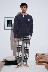 Buratti Pyjama Regular Fit (2 tlg) Khaki/Dunkelgrün/Grau/Hellblau