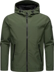 Ragwear Softshelljacke Shellwie Wasserdichte Herren Übergangsjacke mit Kapuze Dunkelgrün/Grün