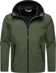 Ragwear Softshelljacke Shellwie Wasserdichte Herren Übergangsjacke mit Kapuze Dunkelgrün/Grün