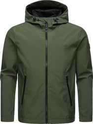 Ragwear Softshelljacke Shellwie Wasserdichte Herren Übergangsjacke mit Kapuze Dunkelgrün/Grün