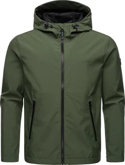 Ragwear Softshelljacke Shellwie Wasserdichte Herren Übergangsjacke mit Kapuze Dunkelgrün/Grün