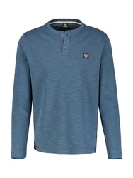 LERROS Langarmshirt mit Serafino Ausschnitt Blau/Grau/Hellblau/Dunkelblau