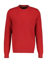 LERROS Rundhalspullover mit Logo Rot/Dunkelrot
