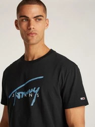 Tommy Jeans T-Shirt TJM REG RWB SIGNATURE TEE mit Logodruck Schwarz/Orange/Lila