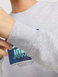 JACK & JONES Sweatshirt JJHUDSON Grau/Silber/Hellgrau/Hellblau/Blau